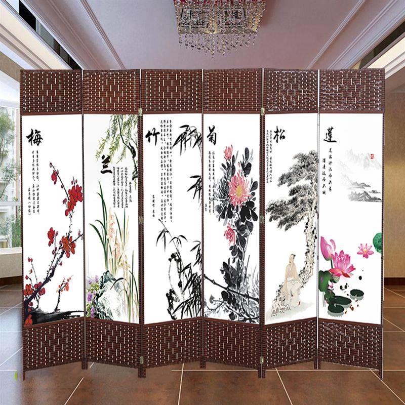 中易式屏风隔客断简折叠公厅玄关墙移动折屏简4扇约现代办室实木