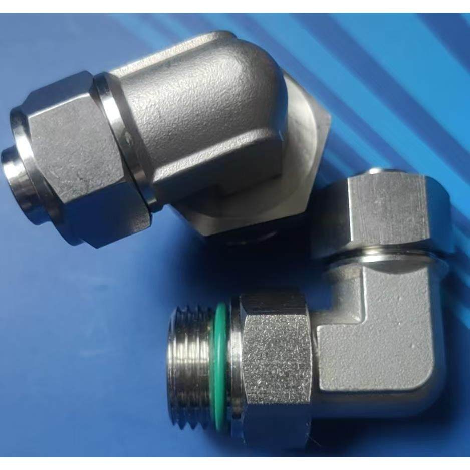 不锈钢304快拧接头万向锁母直角G螺纹旋转气管接头带O圈ABL8-G1/4