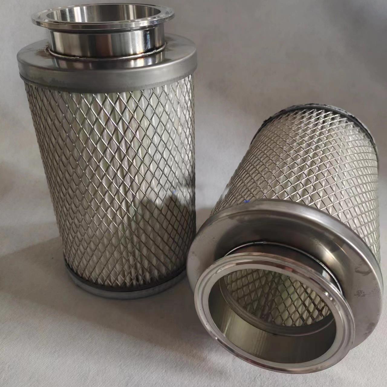 304不锈钢法兰抱箍快装接头夹头空气除尘滤芯120x200粉体覆 覆膜