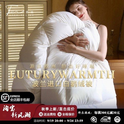 波兰进口手挑95白鹅绒被羽绒被春秋被地暖被芯保暖气被子加厚冬被