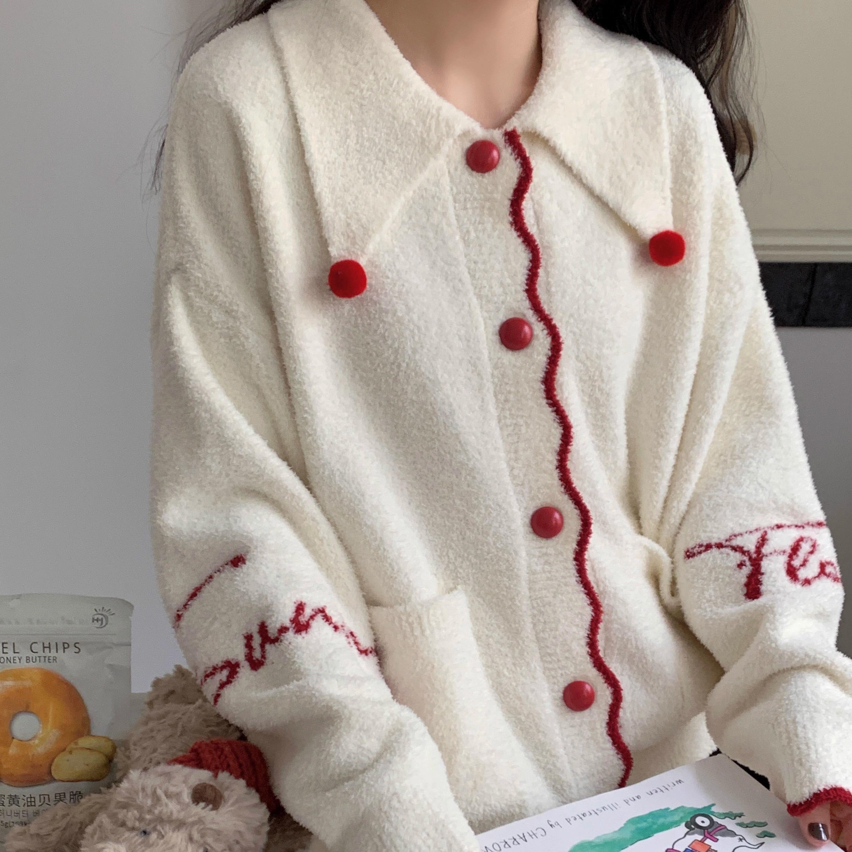 软绵绵睡衣女圣诞新年秋冬半边绒