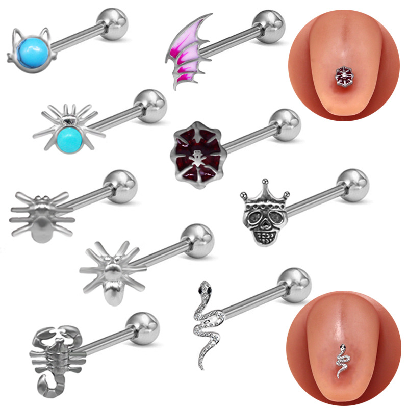 盖贝欧美跨境蜘蛛舌钉动物穿孔舌钉Tongue ring欧美穿刺饰品厂家