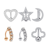 肚脐扣亚马逊同款 经典 心形五角形月亮款 欧美个性 热卖 肚脐钉不锈钢