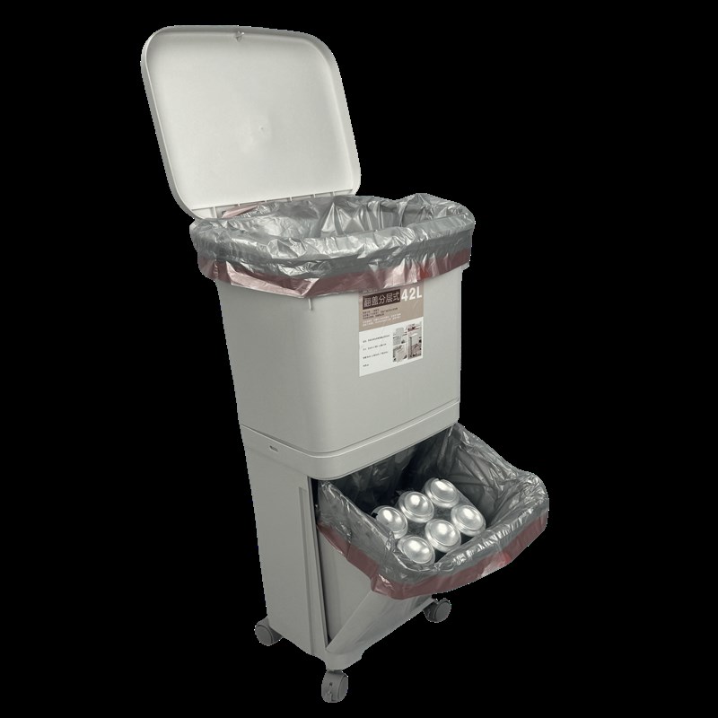 日式双层桶抽绳垃圾袋家用特厚厨房自动收口70x60大号38l大口42升