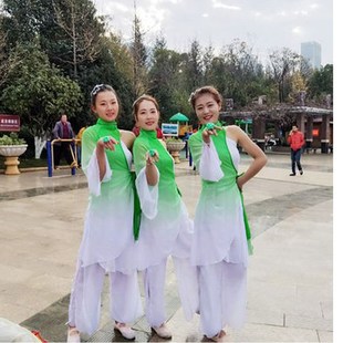 左手指月伞舞儿童古典舞蹈演出服中小学生国风扇子舞水墨表演服女