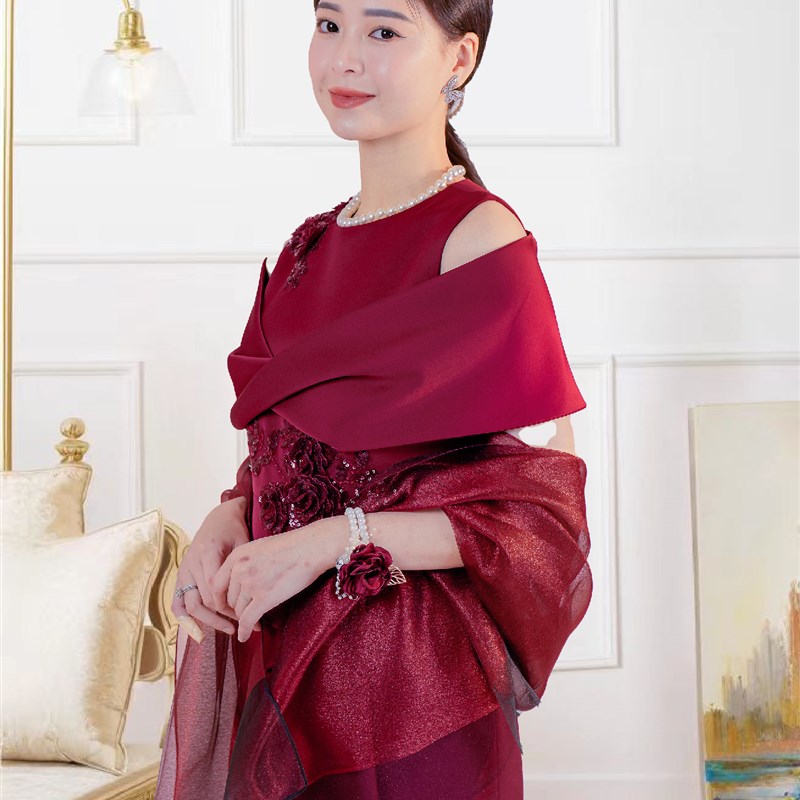 高端喜婆婆婚宴装晚礼服高贵年轻洋气妈妈参加婚礼连衣裙女夏
