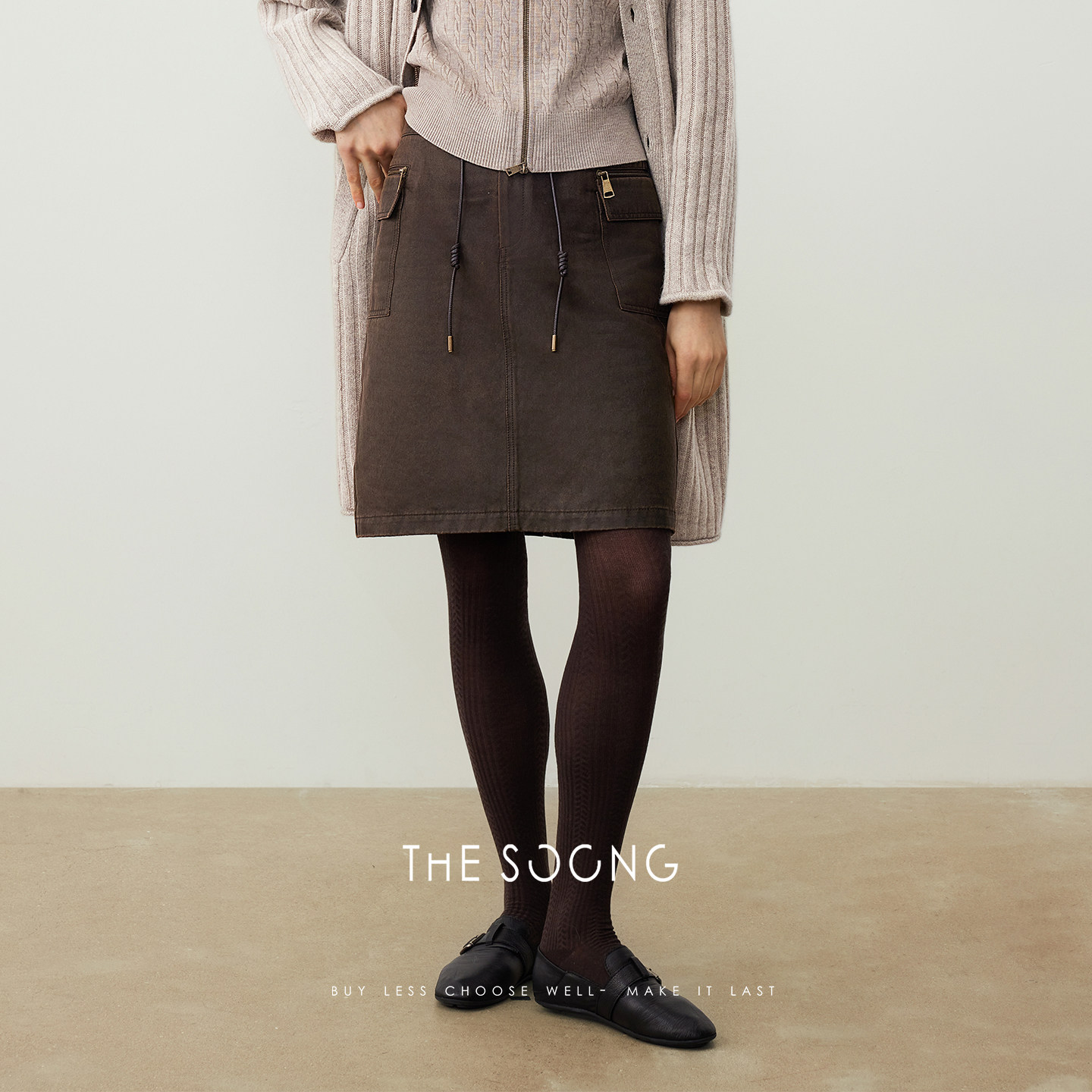 THESOONG/复古工装半身裙 工装口袋休闲抽绳直筒短裙,女装/女士精品,半身裙,淘宝优惠券,粉丝福利购,淘宝优惠卷