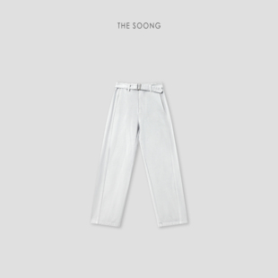 纯棉舒适阔腿可调节腰带中腰牛仔裤 THESOONG 26s套色牛仔