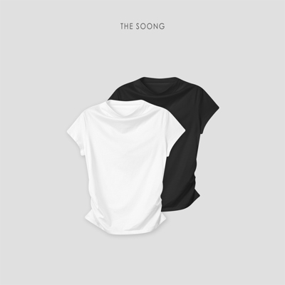 THESOONG/小蛮腰2.0 莱赛尔天然柔滑抽褶收腰小荡领短袖T恤