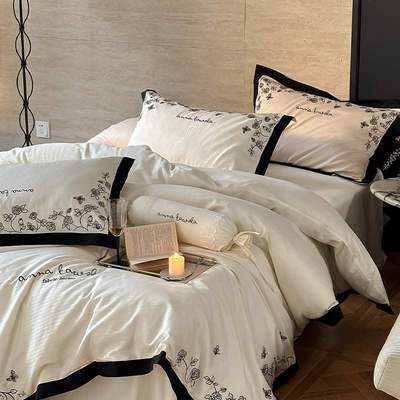 安娜与玫瑰~A类长绒棉四件套纯棉全棉2024新款精梳棉白色仙女床品