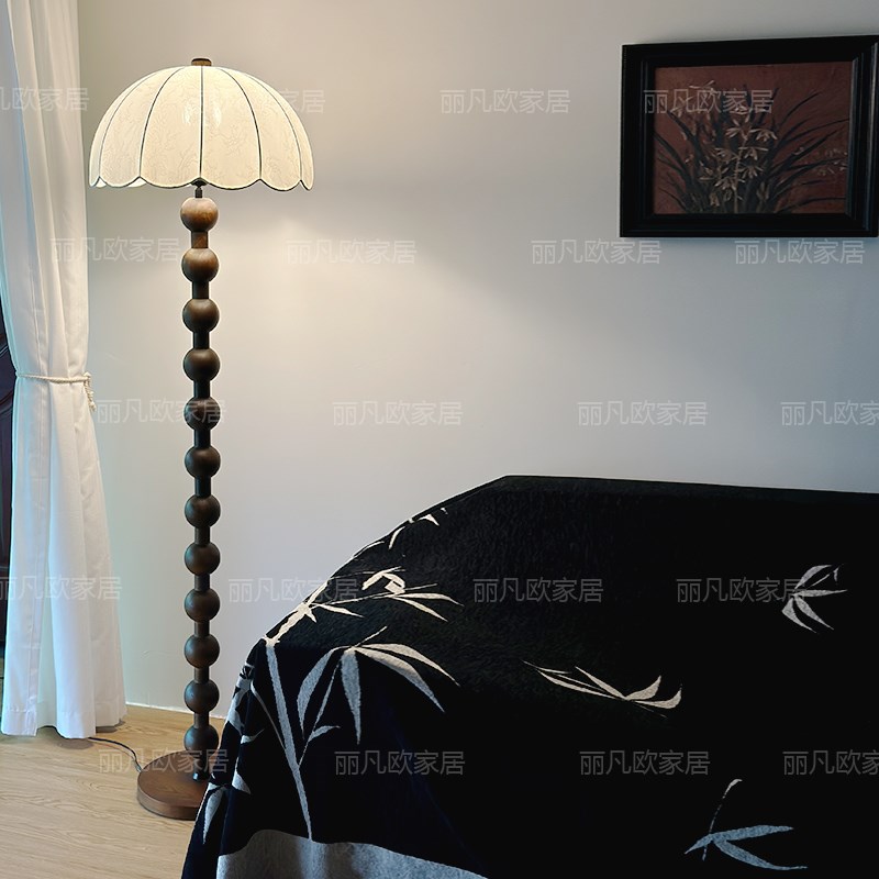 复古落地灯客厅沙发边中古法式实木日式简约书房卧室角落氛围地灯