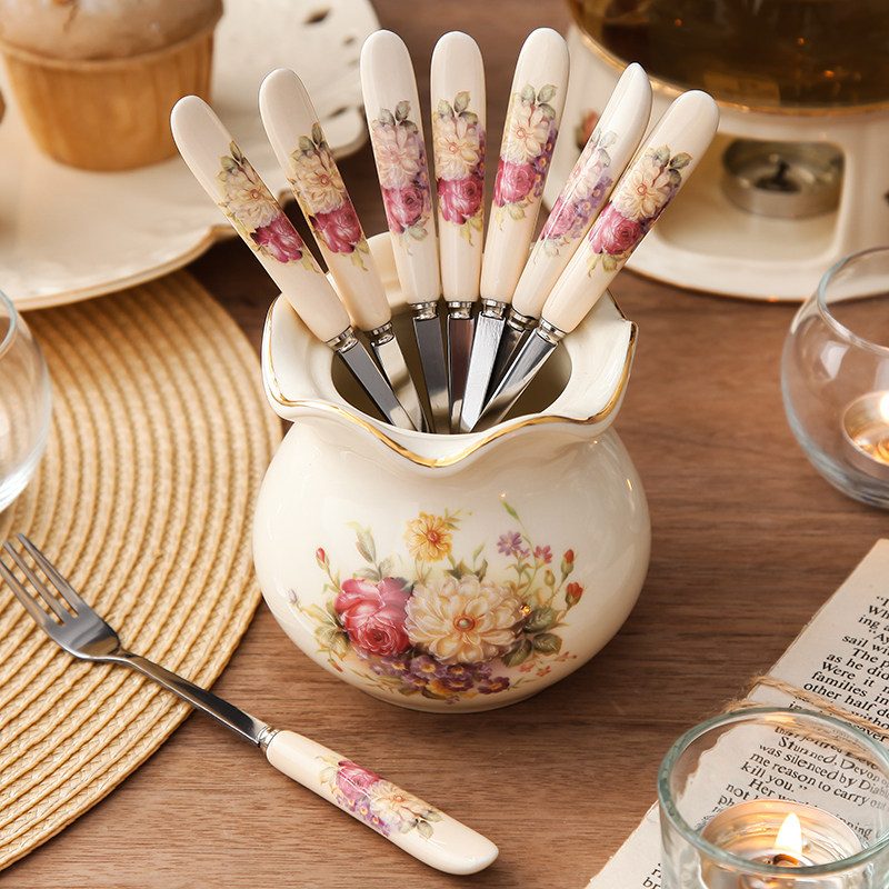 欧式水果叉套装创意可爱点心叉小奢华时尚不锈钢家用蛋糕甜品叉