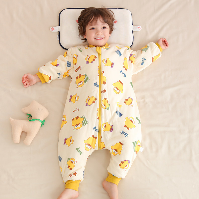 新生婴儿睡袋秋冬款恒温儿童防踢被神器男女宝宝夹棉保暖分腿睡衣