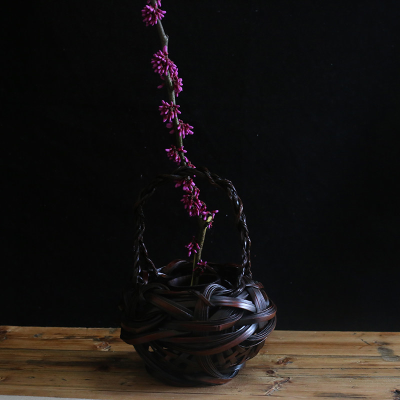 纯手工竹制竹编花器花篮复古风客厅插花摆件禅意茶道花瓶花艺
