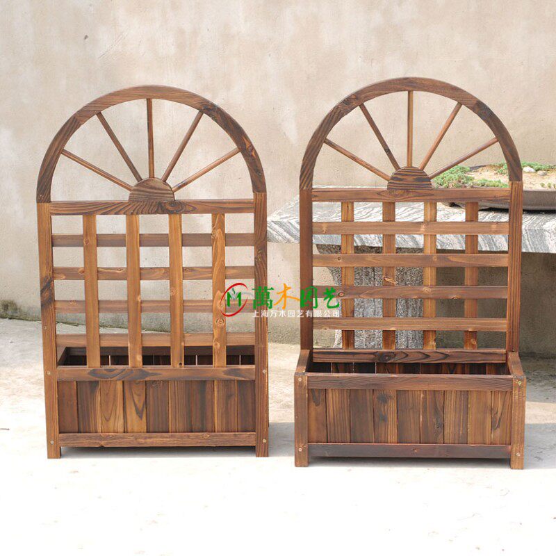 拱门花架防腐木爬藤架子户外花园庭院网格植物碳化木栅栏门葡萄架