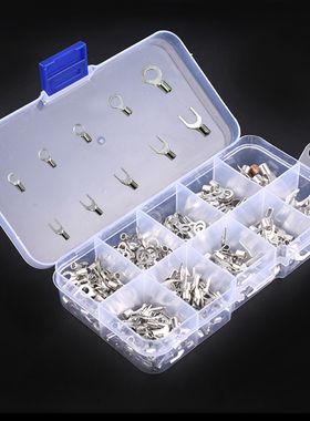 冷压裸端子10合1盒装OT/UT叉形圆形裸端头铜接线端子接线端头组合