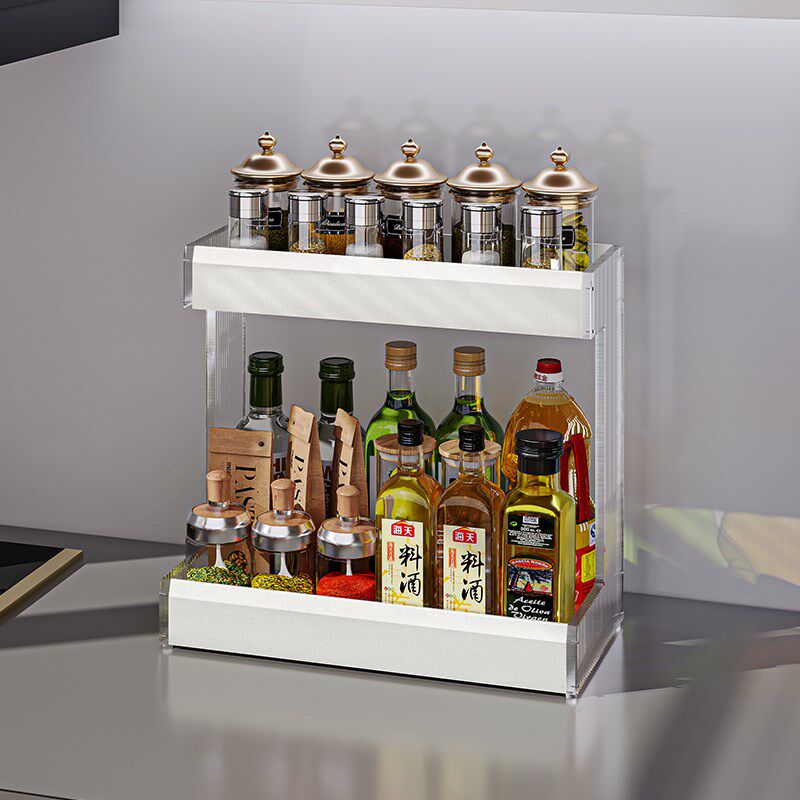 亚克力厨房调料置物架台面窄款小尺寸双层放佐料油盐酱醋收纳架子