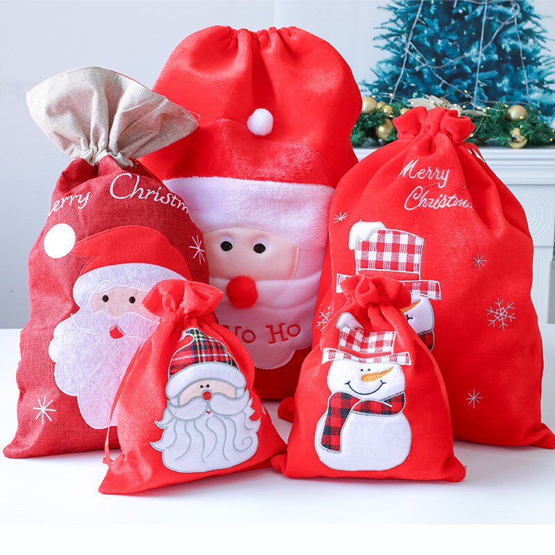 圣诞节礼物袋幼儿园礼品袋大号手提袋圣诞老人背包儿童装饰糖果袋