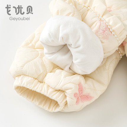 女童洋装冬装2023新款古风夹棉宝宝周岁礼服裙冬季小童公主裙子