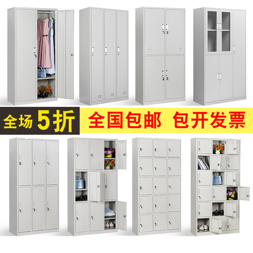员工柜更衣柜收纳柜带锁工厂用两门衣柜员工钢制文件柜办公铁皮柜