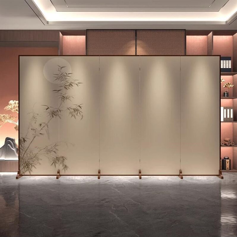 新中式屏风隔断客厅入户玄关茶室可折叠移动实木酒店遮挡装饰折屏