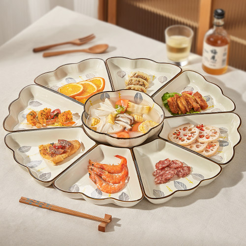 团圆拼盘餐具组合团年夜饭家庭盘子菜盘家用2024新款圆桌碗碟套装