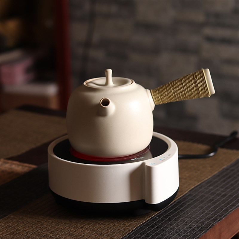苏打釉白泥粗陶侧把壶 提梁小号陶瓷烧水壶电陶炉急须煮茶壶炭炉