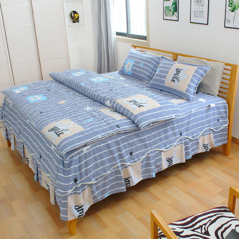 纯棉夹棉四件套全棉床品套件1.8m床上用品4件套婚庆被套床单1.5米