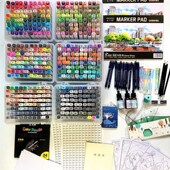 美卡勒马克笔全套色480色绘画笔双头笔专业套装 硬头软头酒精 盒装