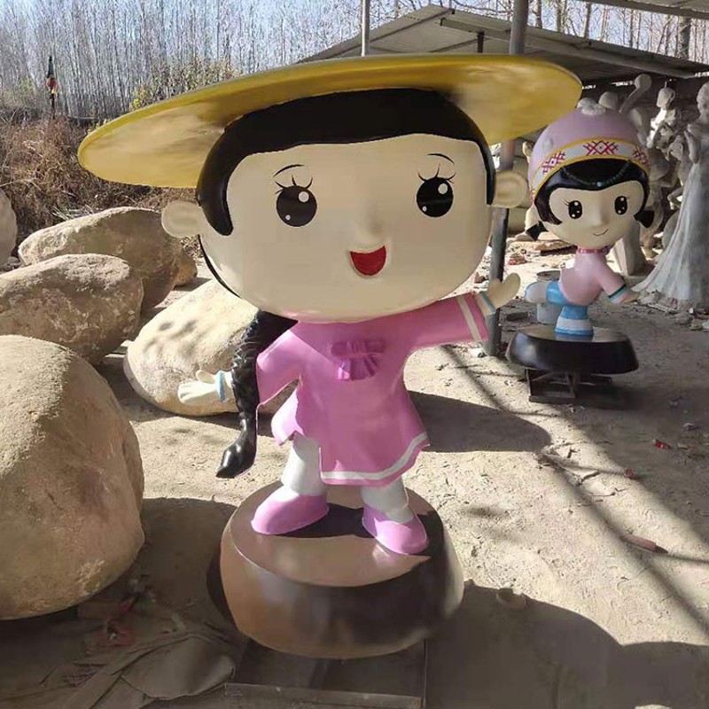 定制少数民族卡通人物雕塑玻璃钢迎宾雕像定做石膏彩绘订摆件