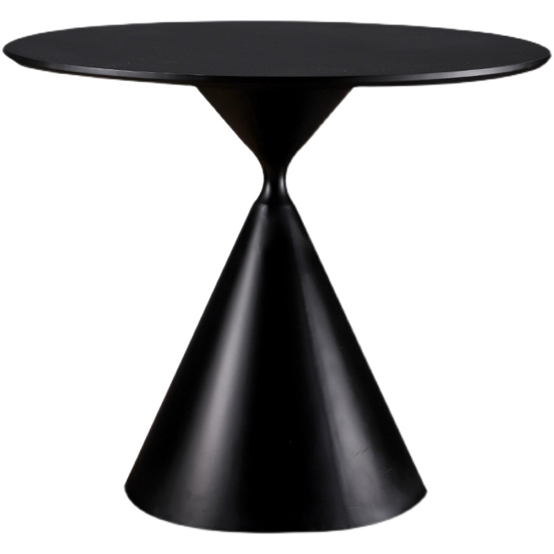 德宜客意式黑色小圆桌家用餐桌商用洽谈沙漏桌白色岩板咖啡厅桌子