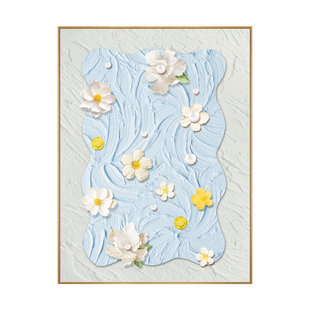 饰画抽象餐桌背景墙壁画奶油风卧室床头挂画摆画 小清新花卉餐厅装