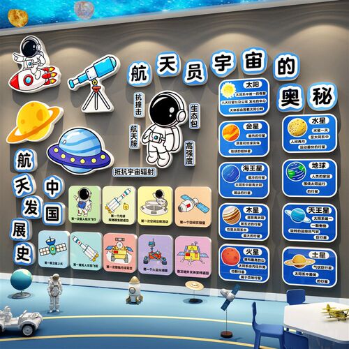 太空墙面装饰主题文化环创航天科技节场景星辰班级教室布置黑板报