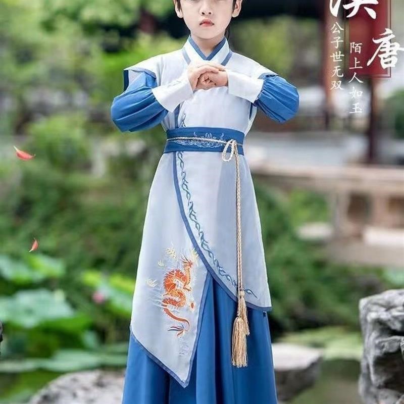 新款儿童汉服高端国学新款公子少爷中国风书童唐装侠客男童演出服