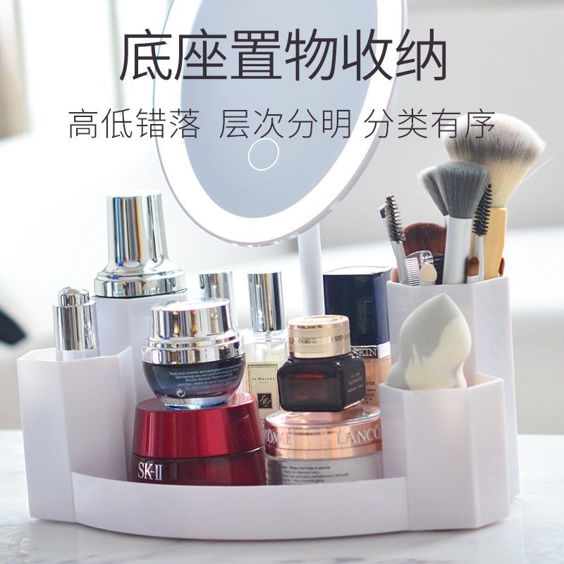 led化妆镜便携收纳盒一体补光灯镜充电台式桌面家用宿舍寝室镜子