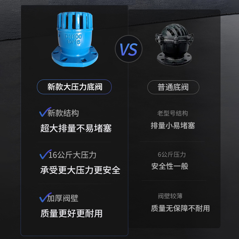 法兰铸铁水泵单向止回底阀抽水泵吸水新型底阀门DN40 50 65 80100