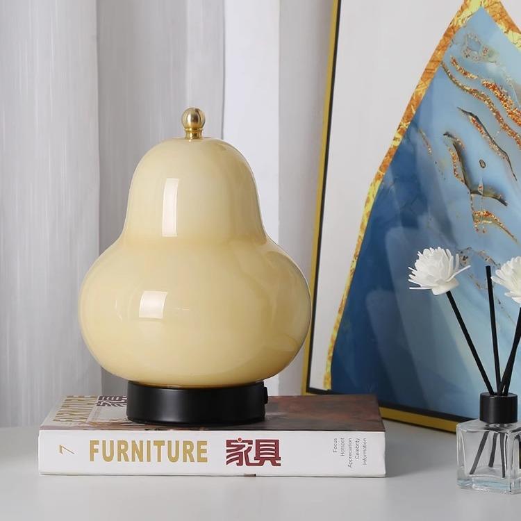 中古法式奶油梨子台灯卧室厅床头触书房充电SM-D451摸便携客氛围
