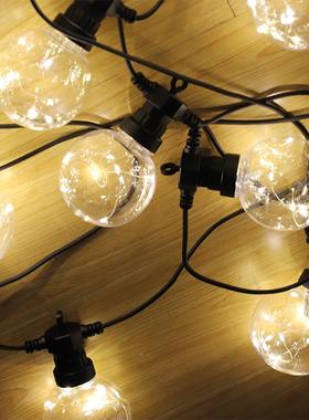 G80串led复古外庭灯院户装饰灯SCC串低压防水圆形球铜丝80G球泡灯