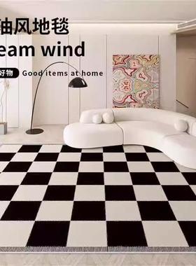 地免毯客室铺JQM厅极简风黑色格子家用耐磨耐脏可擦洗卧满大面积