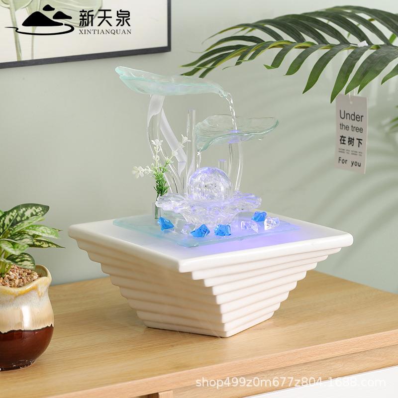 面现桌代简约流水生财摆件室QXR内循风环水景加湿器公司前台水轮