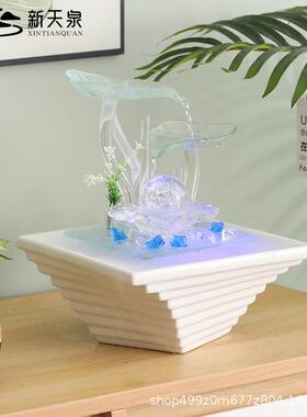 面现桌代简约流水生财摆件室QXR内循风环水景加湿器公司前台水轮