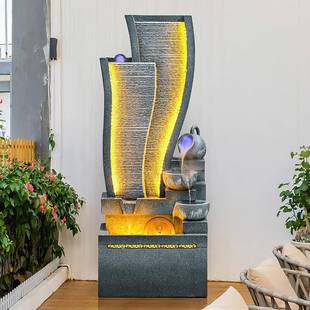 现代水简约流生995财摆件循环水公办室家客厅加湿器居落地风水轮