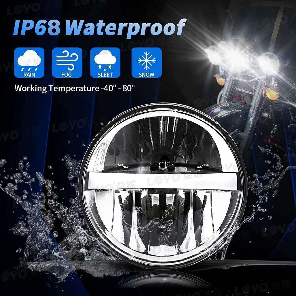 5.装75寸机哈雷前大灯LE改大灯3D0W哈雷LY-5.75-车改装前照灯远近