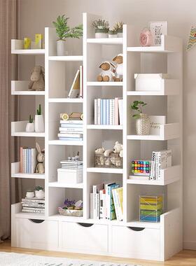 易书架绘架落地置物架客厅储物柜XMB家简用书柜靠本墙多收纳层架