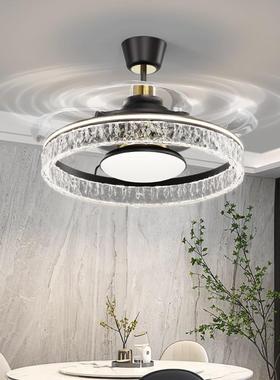 屋客厅扇灯吊灯风2025年新款tb-90980意式轻奢水灯晶奢华风扇灯吸