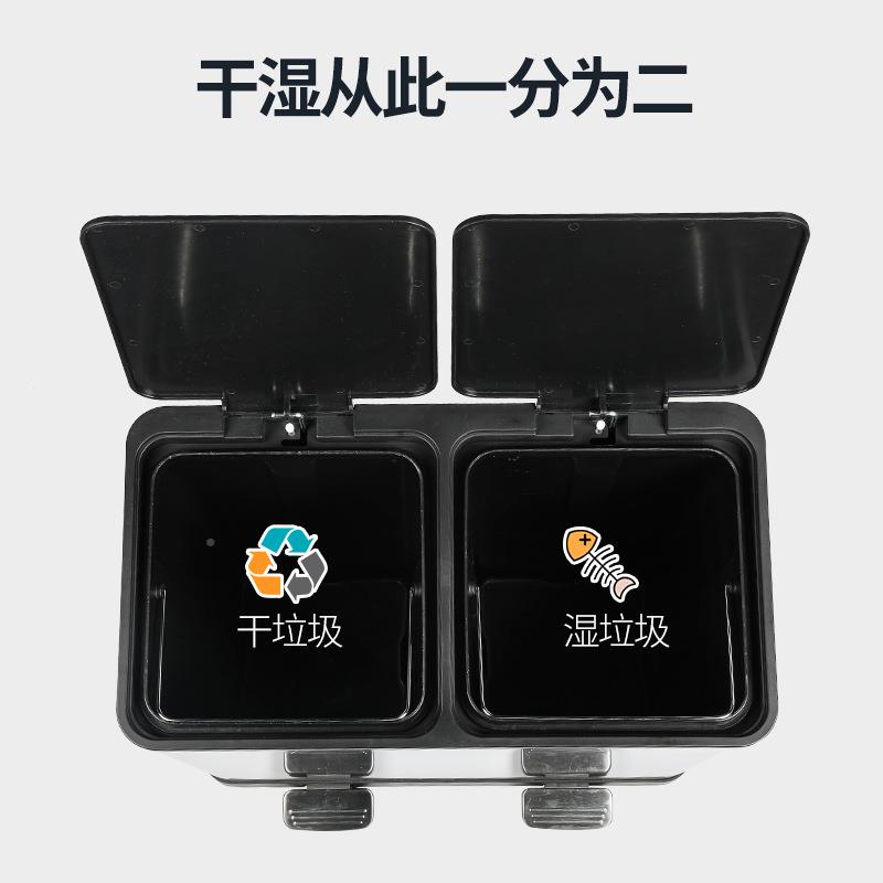 厨房环保分类铁垃圾HX-A613盖桶带60L家用不锈脚踏双桶卫生间垃圾