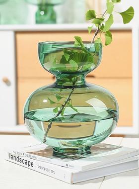 轻纯2020彩色玻璃家居饰摆装插件现代简约几何葫芦玻璃花瓶花奢摆