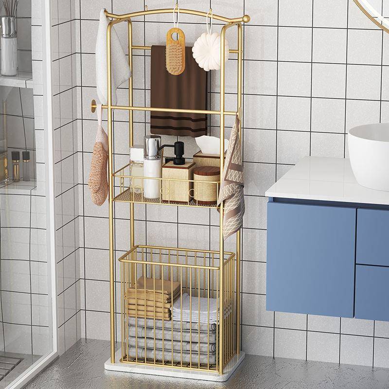 铁艺卫脏生间浴室浴缸边置架物AL101935架地轻奢岩板浴巾毛巾收纳