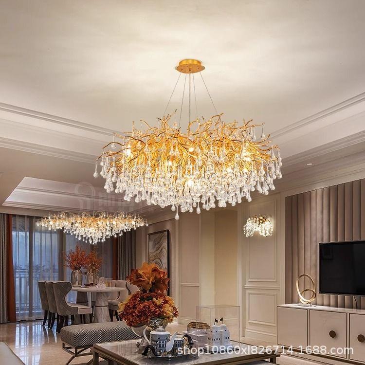现代别墅水晶吊灯树枝餐厅简约奢华华卧豪客室大厅813大灯法式艺