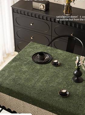 中古桌布防水防油免洗垫2桌025新茶款轻F99655M6奢风感复古绿色几